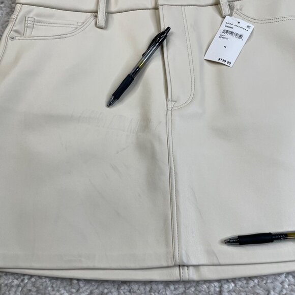 Good American Faux Leather Mini Skirt Bone Ivory Womens 10/30 NEW DEFECT - Picture 3 of 8